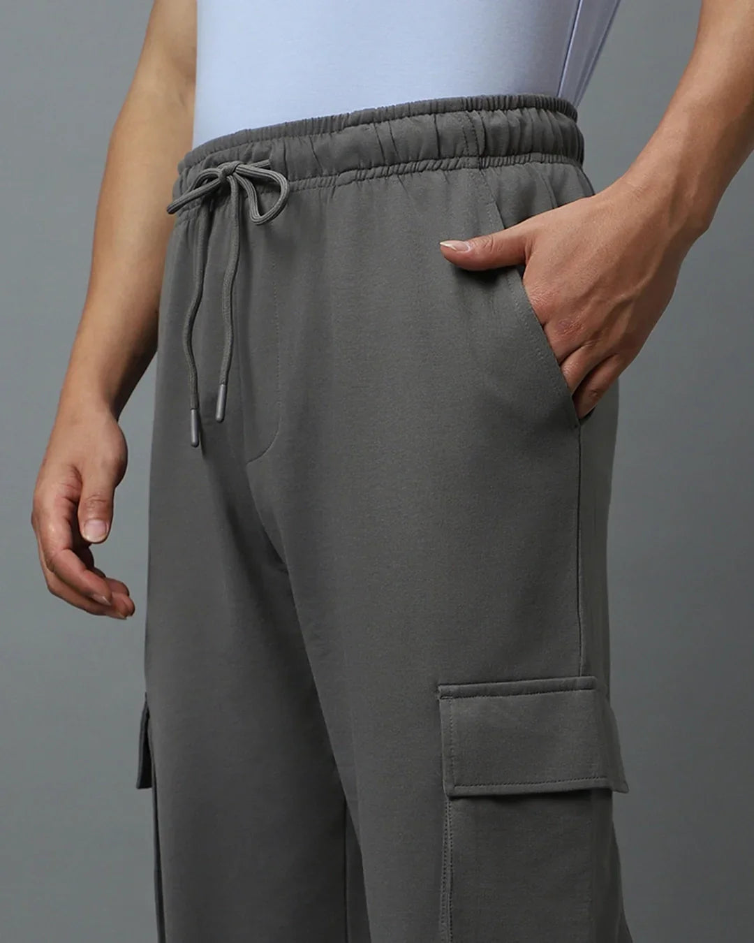 Men's Grey Oversized Cargo Joggers