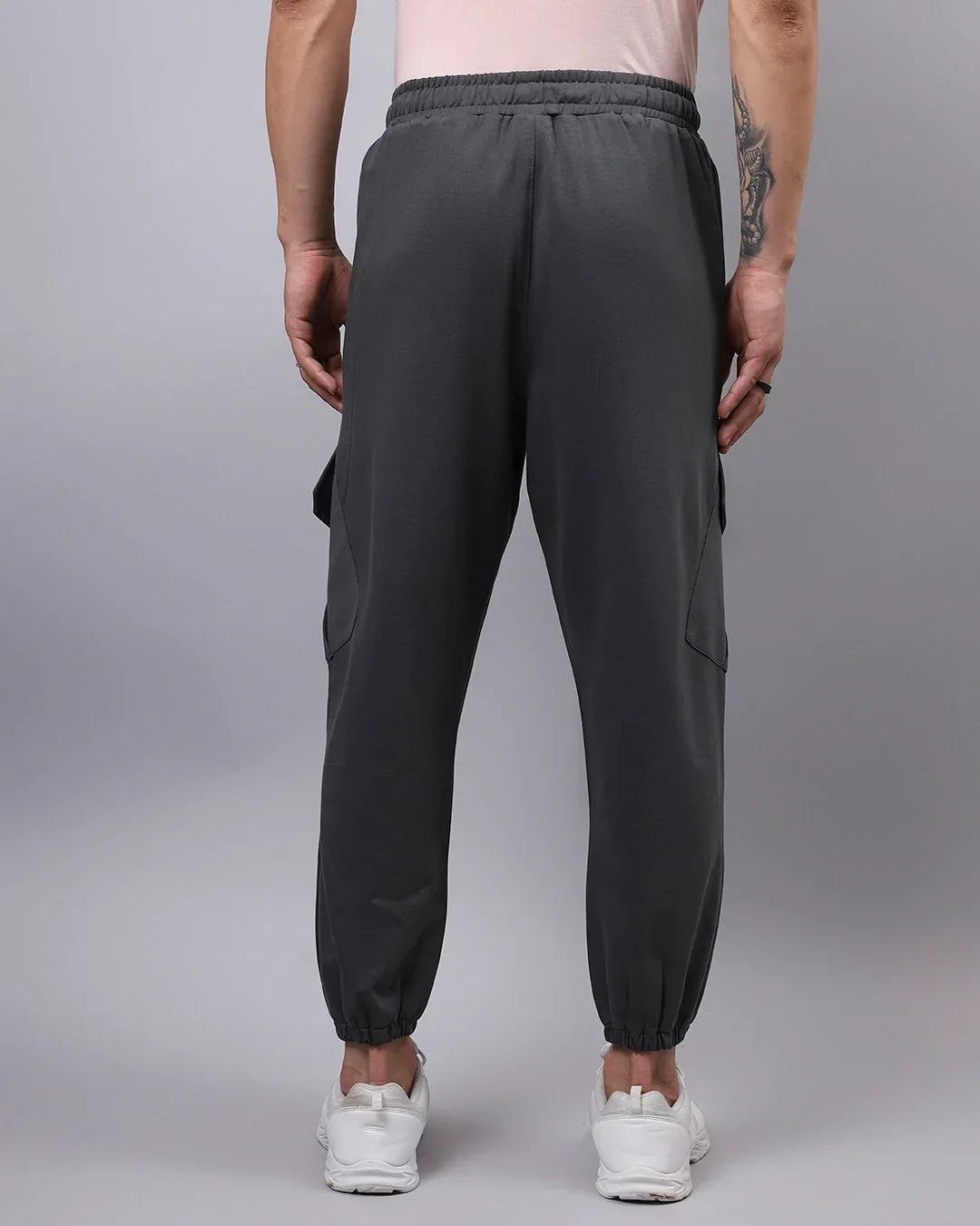 Men's Grey Super Loose Fit Cargo Joggers