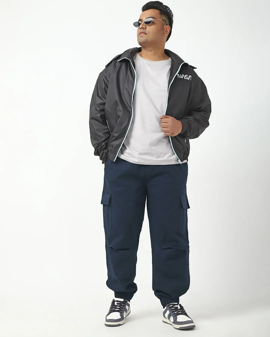 Men's Navy Blue Oversized Plus Size Cargo Jogger Pants