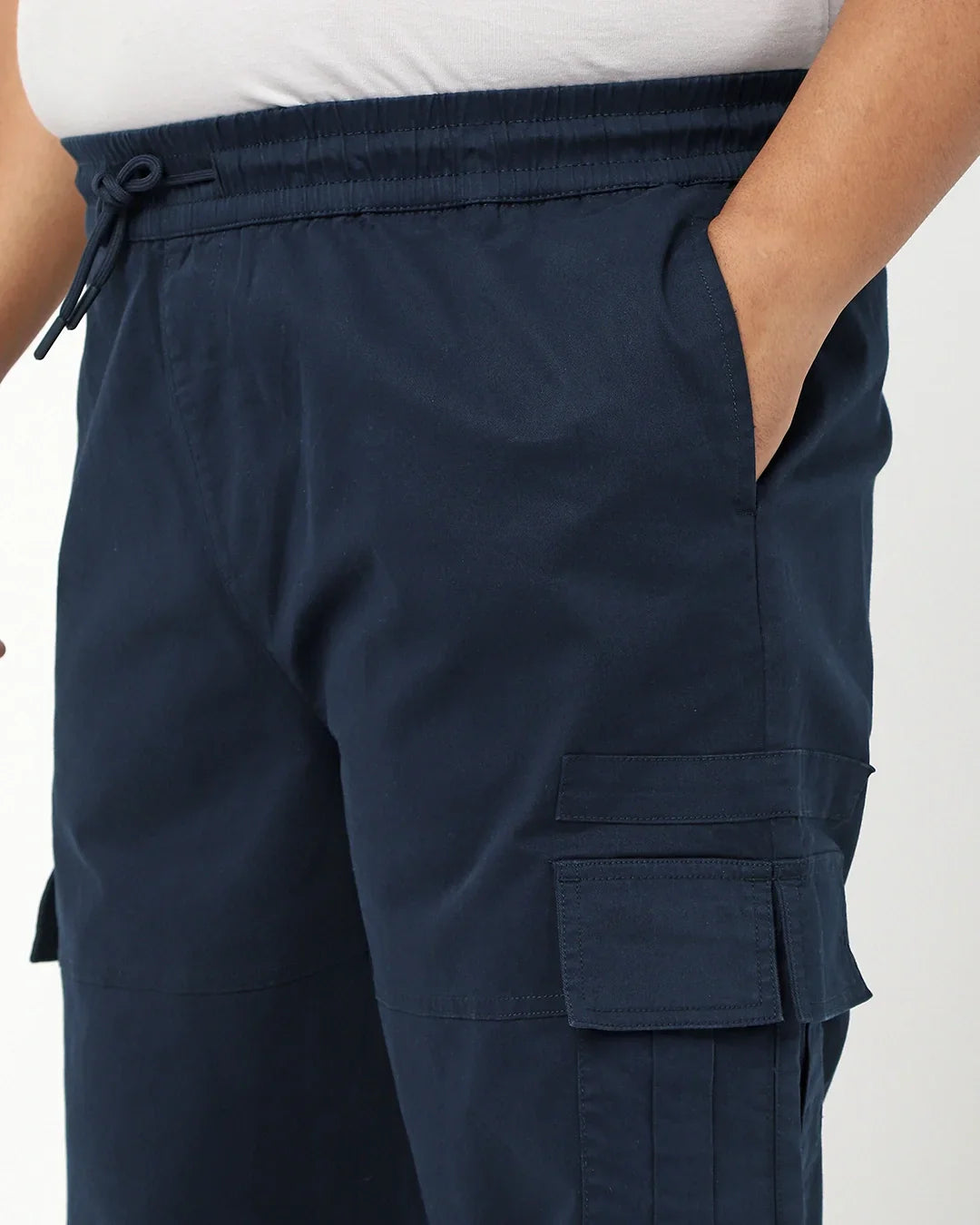 Men's Navy Blue Oversized Plus Size Cargo Jogger Pants